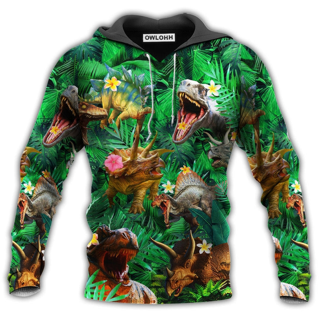 Unisex Hoodie / S Dinosaur Aloha Style With Green Style - Hoodie - Owls Matrix LTD