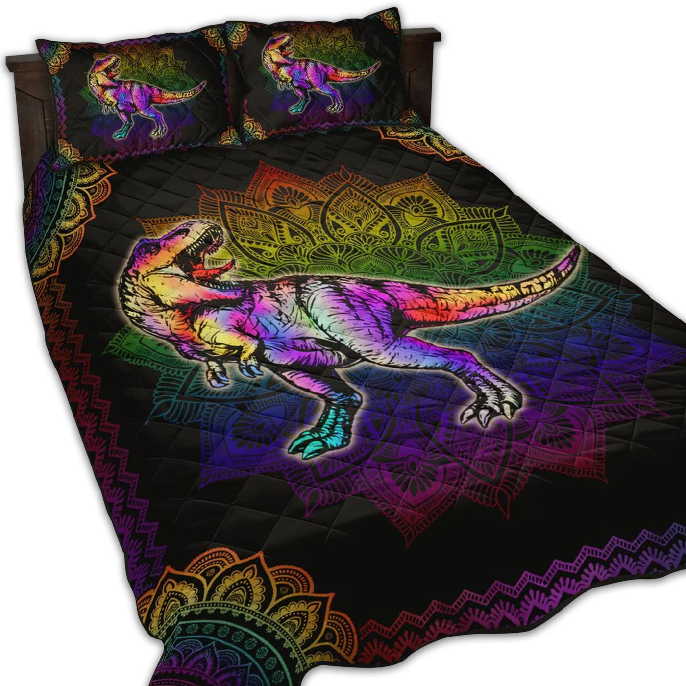 TWIN ( 50 x 60 INCH ) Dinosaur Mandala Fullcolor Style - Quilt Set - Owls Matrix LTD