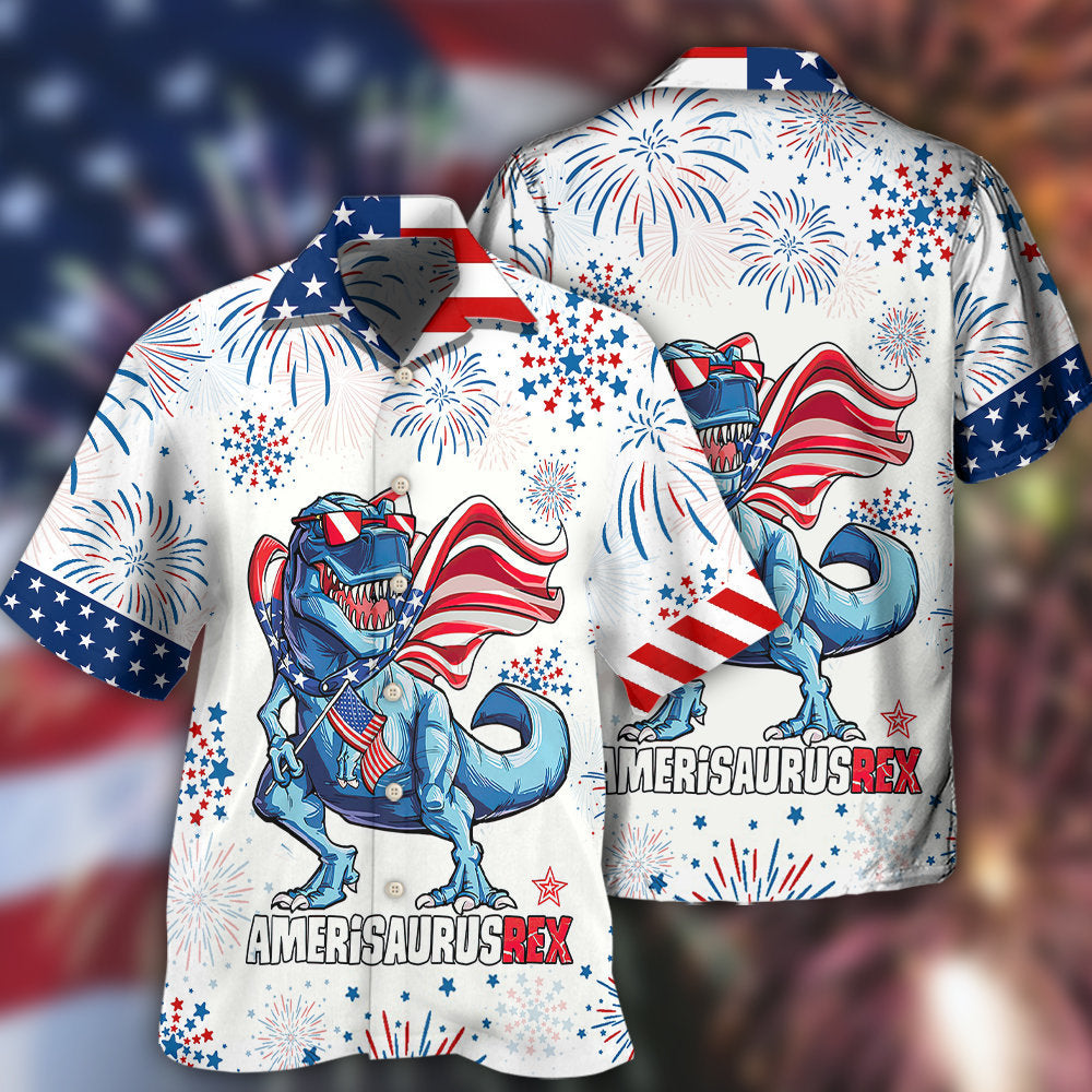Dinosaur Independence Day Dinosaurus - Hawaiian Shirt - Owls Matrix LTD