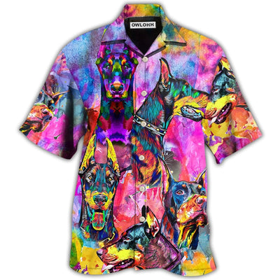 Hawaiian Shirt / Adults / S Doberman Colorful Painting So Cool - Hawaiian Shirt - Owls Matrix LTD