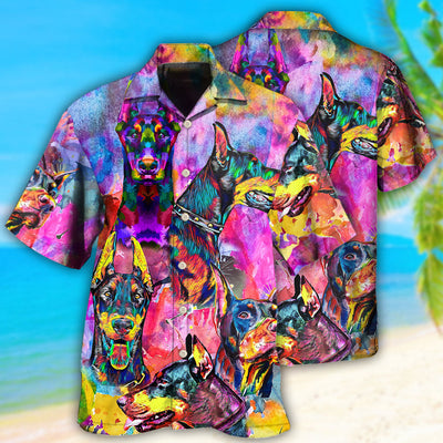 Doberman Colorful Painting So Cool - Hawaiian Shirt - Owls Matrix LTD