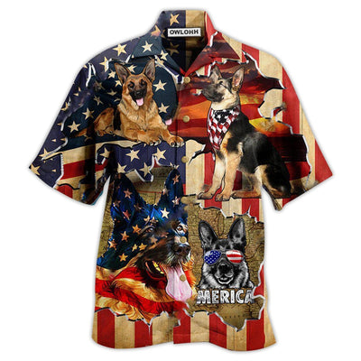 Hawaiian Shirt / Adults / S German Shepherd Dog America Protected By German Shepherd - Hawaiian Shirt - Owls Matrix LTD