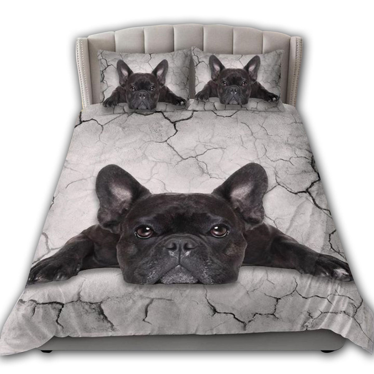 US / Twin (68" x 86") French Bulldog Dog Goodnight - Bedding Cover - Owls Matrix LTD
