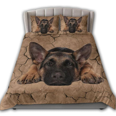 US / Twin (68" x 86") German Shepherd Dog Goodnight Brown Style - Bedding Cover - Owls Matrix LTD