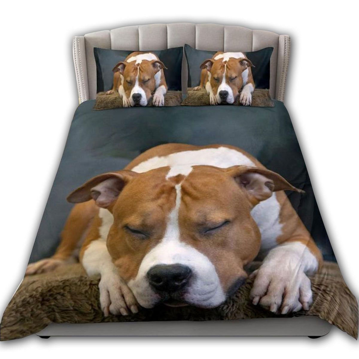 US / Twin (68" x 86") Staffordshire Dog Goodnight Staffordshire Sleeping - Bedding Cover - Owls Matrix LTD
