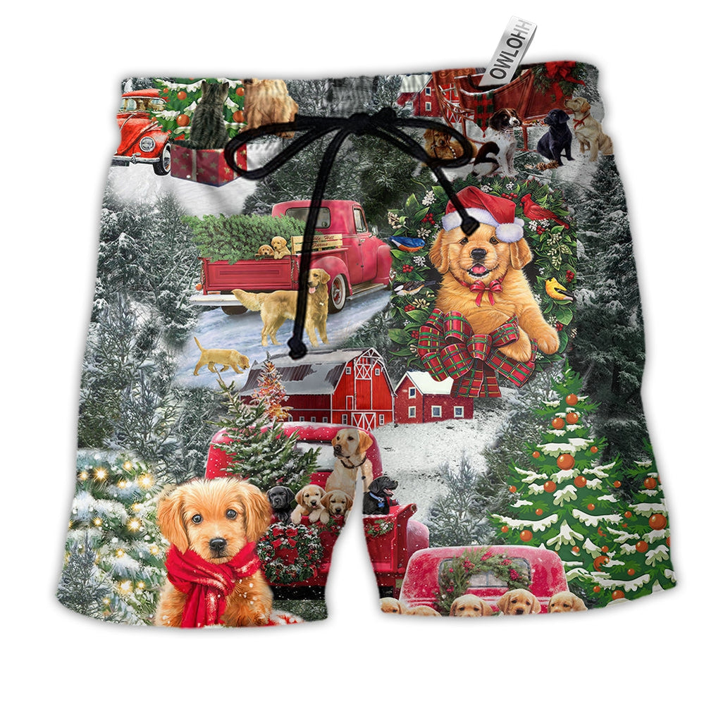 Beach Short / Adults / S Beagle Dogs Love Christmas Every Time - Beach Short - Owls Matrix LTD