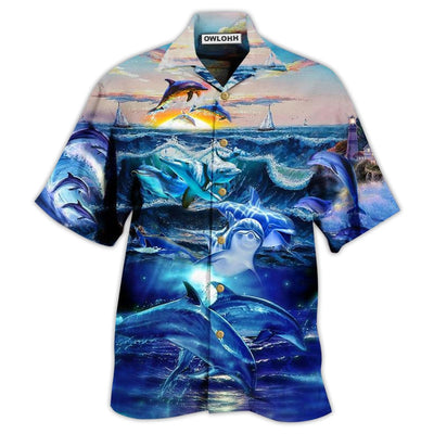 Hawaiian Shirt / Adults / S Dolphin Lovely Love Ocean Love Human - Hawaiian Shirt - Owls Matrix LTD