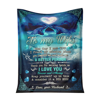 50" x 60" Dolphin To My Wife Dolphin In The Ocean - Flannel Blanket - Owls Matrix LTD