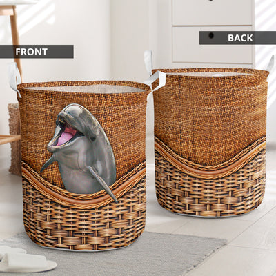 Dolphin Rattan Teaxture - Laundry Basket - Owls Matrix LTD