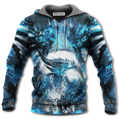 Unisex Hoodie / S Viking Dragon Amazing Blue Style - Hoodie - Owls Matrix LTD