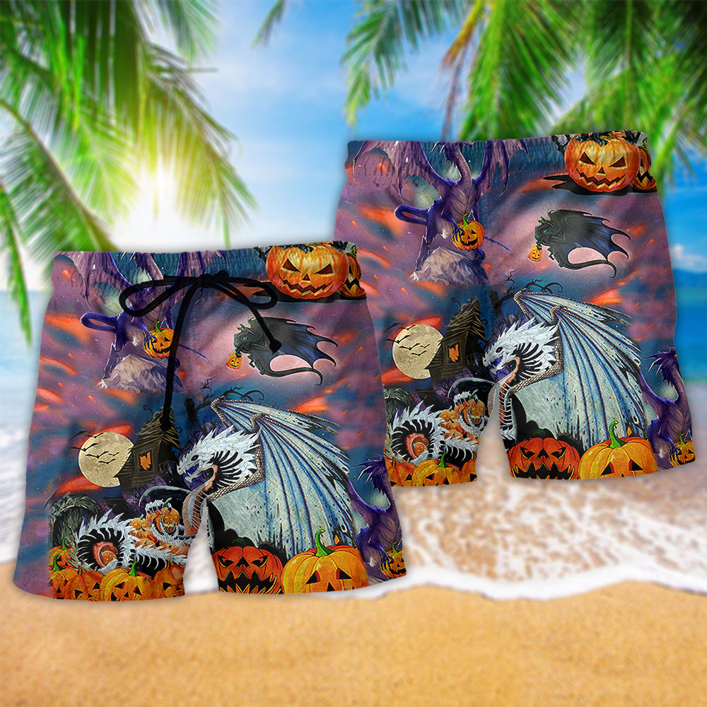 Dragon And Halloween Scaredy - Beach Short - Owls Matrix LTD