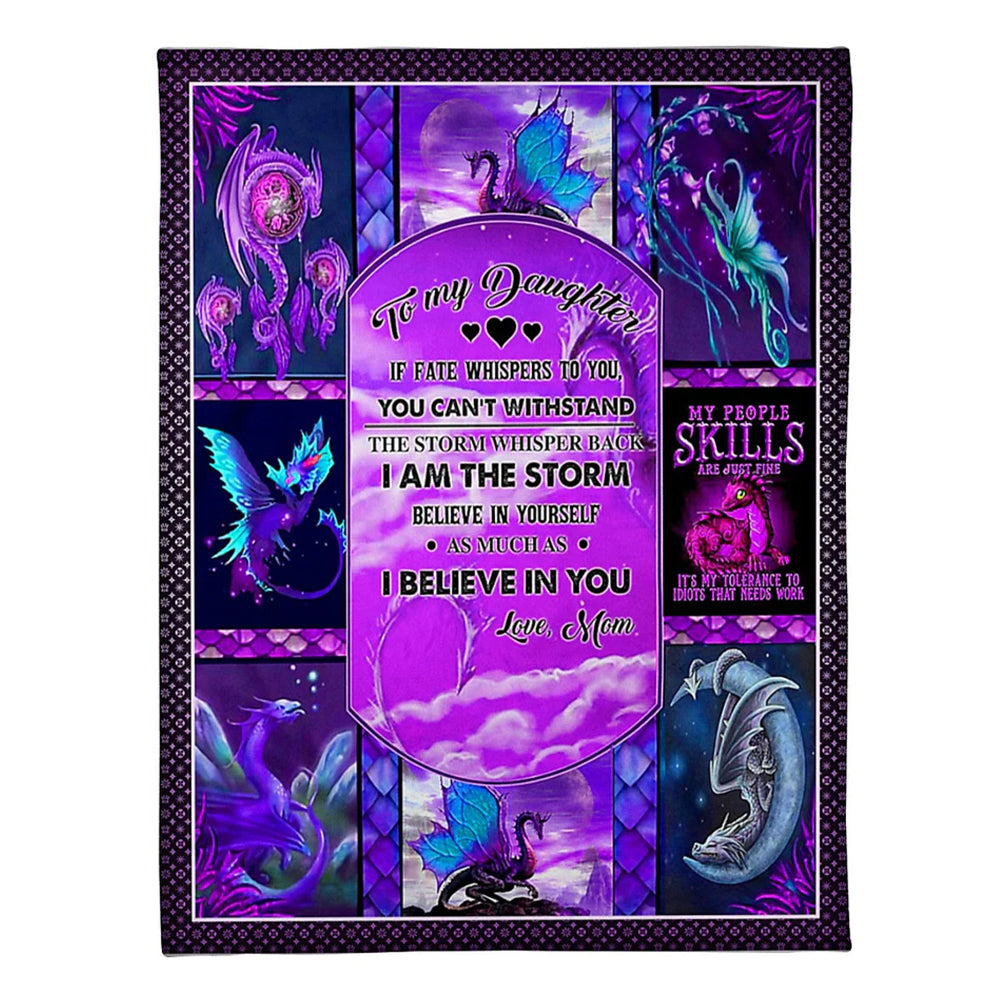 50" x 60" Dragon If Fate Whispers To You Halloween Mom To Daughter - Flannel Blanket - Owls Matrix LTD