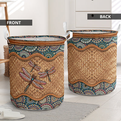 Dragonfly Rattan Mandala Style - Laundry Basket - Owls Matrix LTD