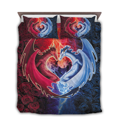 US / Twin (68" x 86") Dragon Heart Rose Sweet - Bedding Cover - Owls Matrix LTD
