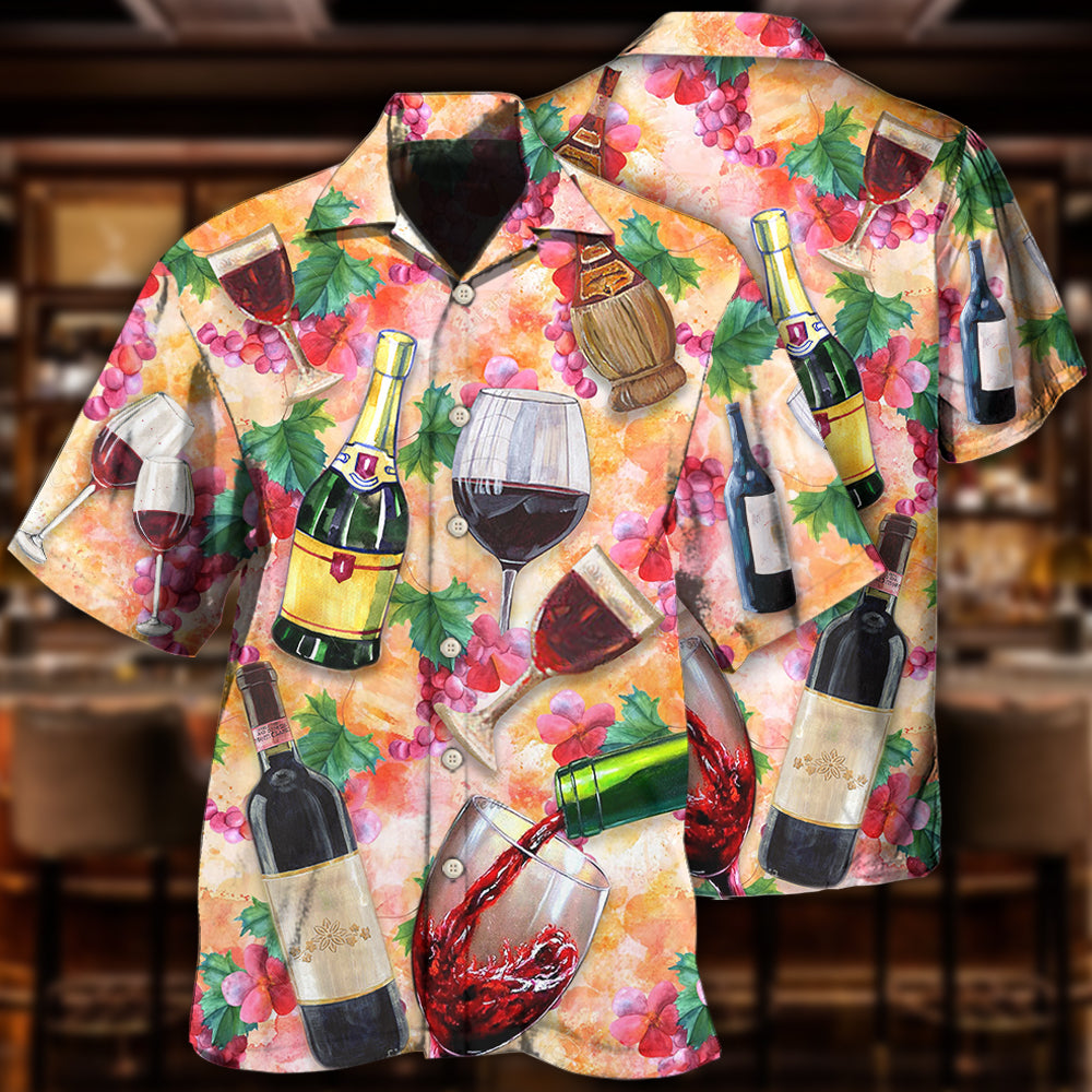Wine Drinking Wine Colorful Style - Hawaiian Shirt - Owls Matrix LTD