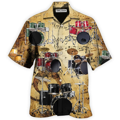 Hawaiian Shirt / Adults / S Drum Music Note Vintage Style - Hawaiian Shirt - Owls Matrix LTD