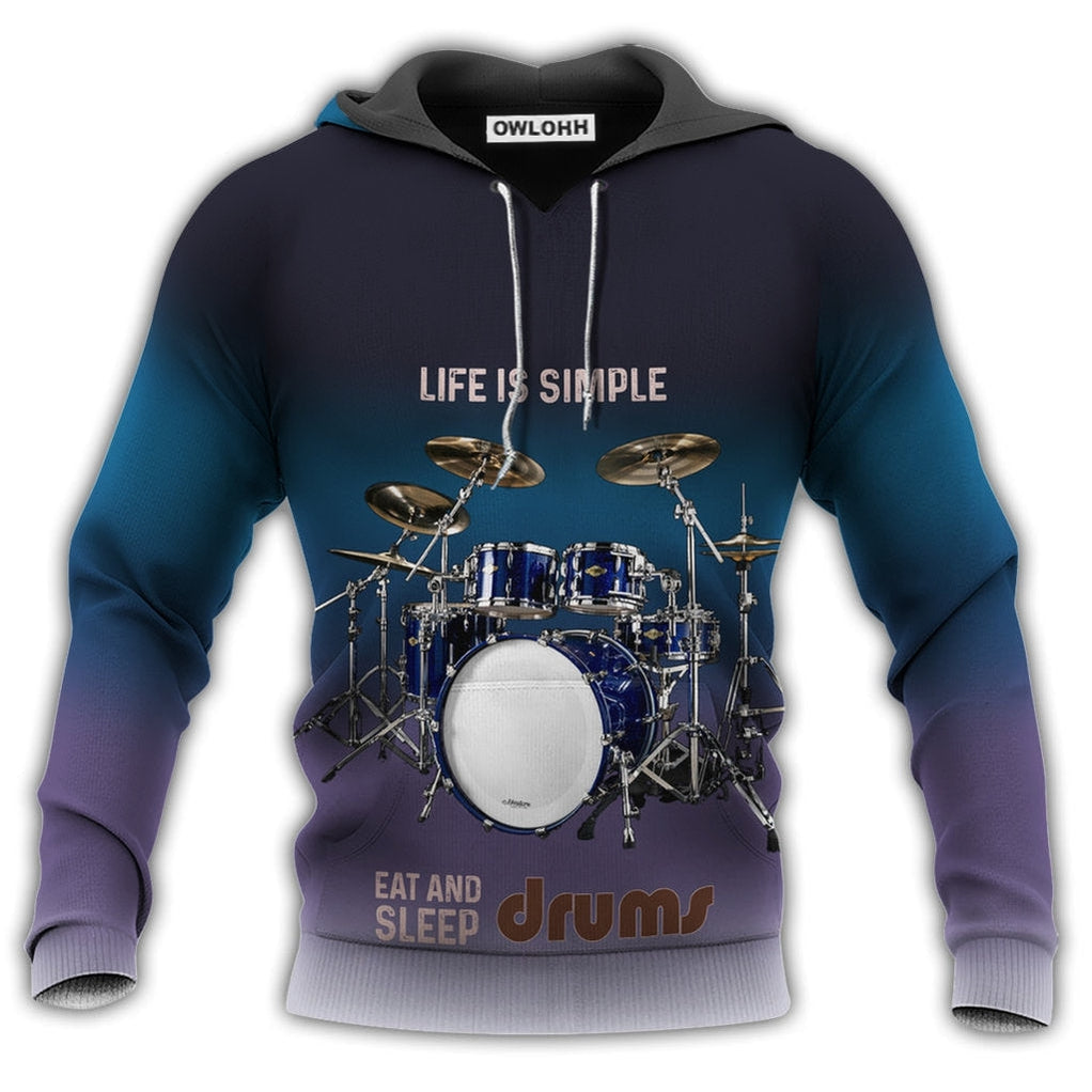 Unisex Hoodie / S Drum Life Is Simple Eat And Sleep - Hoodie - Owls Matrix LTD