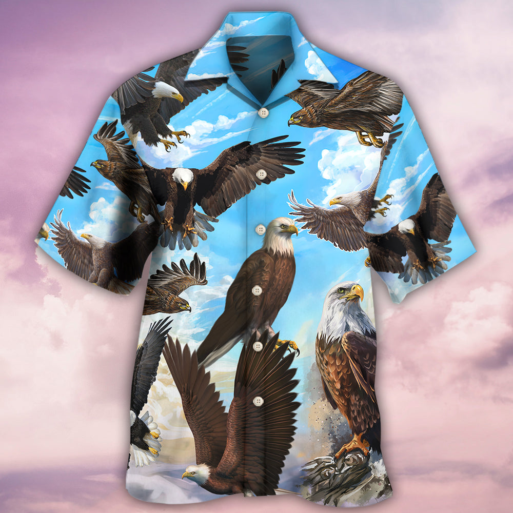 Eagle Flying In The Blue Sky - Hawaiian Shirt - Owls Matrix LTD