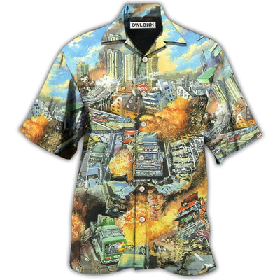 Hawaiian Shirt / Adults / S Earthquake Vintage Amazing - Hawaiian Shirt - Owls Matrix LTD
