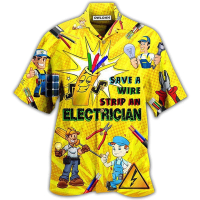 Hawaiian Shirt / Adults / S Electrician Save A Wire Stip An Electrician - Hawaiian Shirt - Owls Matrix LTD