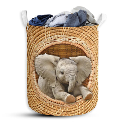 S: 17.72”x13.78” (45x35 cm) Elephant Bamboo Wave - Laundry Basket - Owls Matrix LTD