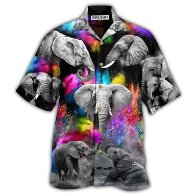 Hawaiian Shirt / Adults / S Elephant Grey Elepant with Colorful And Black Style - Hawaiian Shirt - Owls Matrix LTD