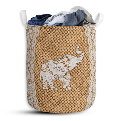 S: 17.72”x13.78” (45x35 cm) Elephant Lace - Laundry Basket - Owls Matrix LTD