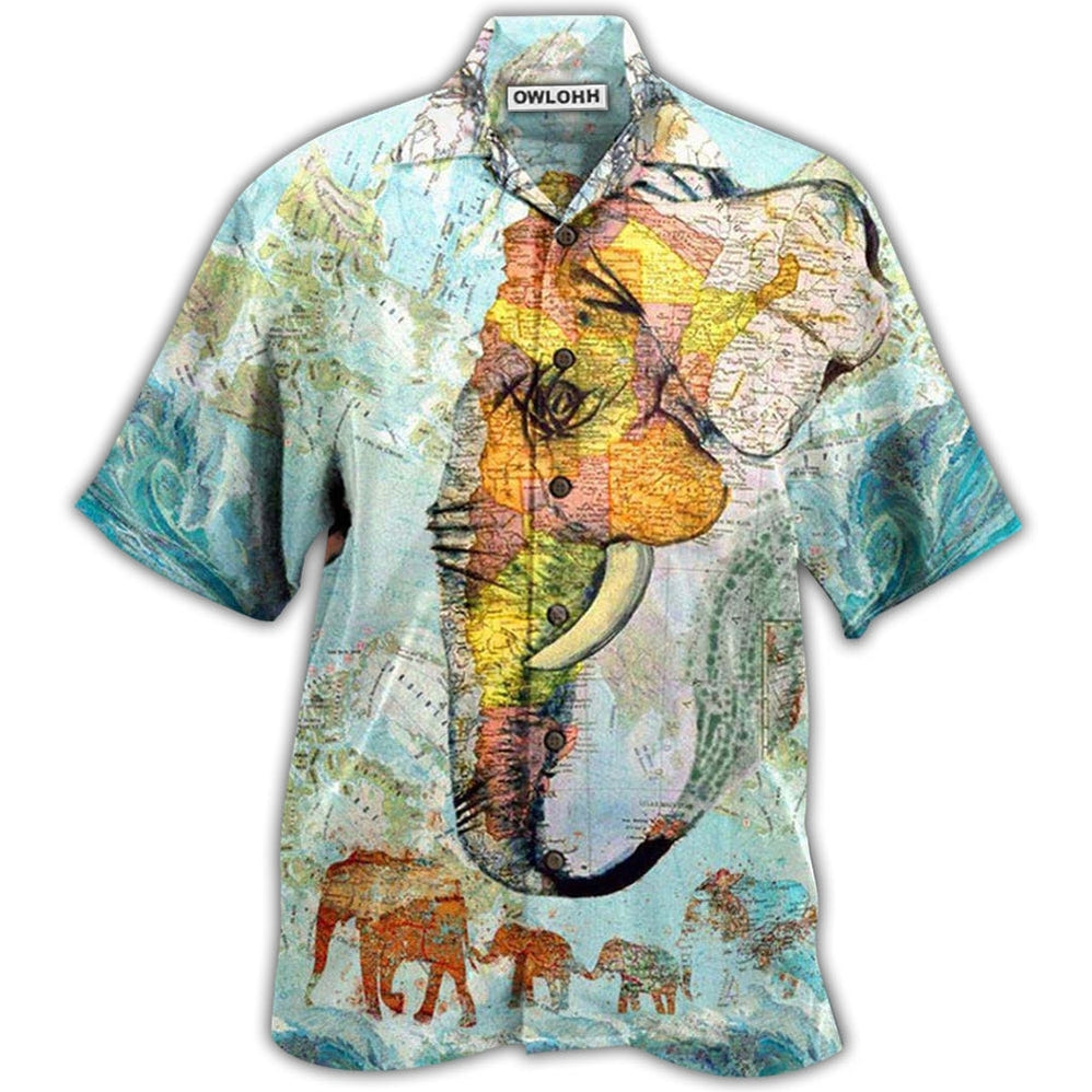 Hawaiian Shirt / Adults / S Elephant Map - Hawaiian Shirt - Owls Matrix LTD