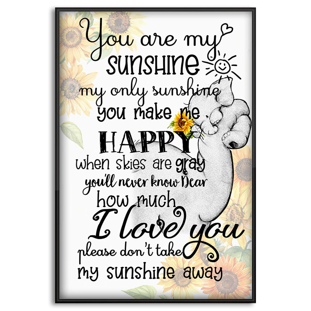 12x18 Inch Elephant Sunflower You Are My Sunshine You Make Me Happy - Vertical Poster - Owls Matrix LTD