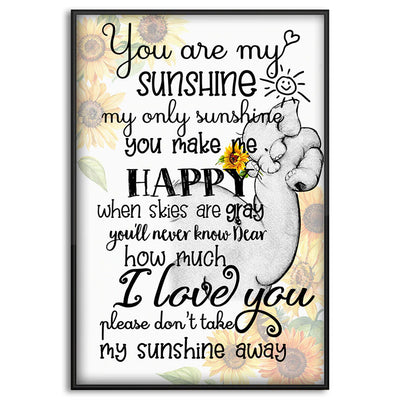 12x18 Inch Elephant Sunflower You Are My Sunshine You Make Me Happy - Vertical Poster - Owls Matrix LTD