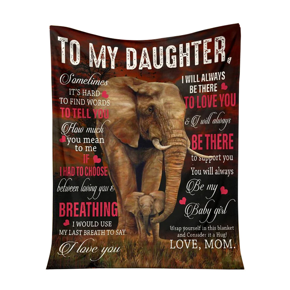 50" x 60" Elephant To My Daughter Breathing I Love You - Flannel Blanket - Owls Matrix LTD