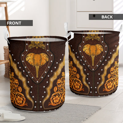 Elephant Pattern Wood - Laundry Basket - Owls Matrix LTD