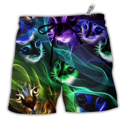 Beach Short / Adults / S Cat Awesome Flash Neon Cool - Beach Short - Owls Matrix LTD