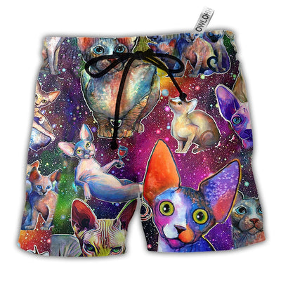 Beach Short / Adults / S Cat To The Galaxy And Back Color - Beach Short - Owls Matrix LTD