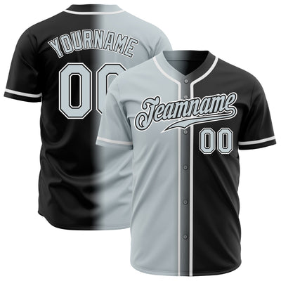 Custom Black Silver-White Authentic Fade Fashion Baseball Jersey
