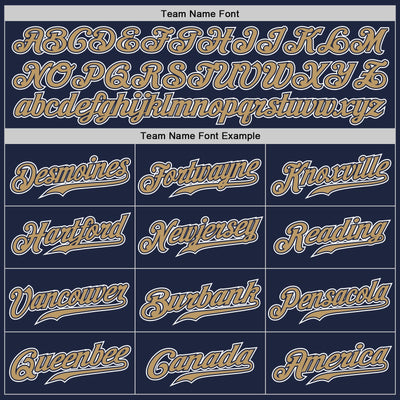 Custom Navy Old Gold-White Authentic Fade Fashion Baseball Jersey