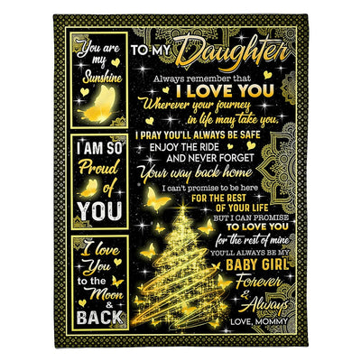 50" x 60" Family I Am So Proud Of You Best Gift For Daughter Black And Yellow - Flannel Blanket - Owls Matrix LTD
