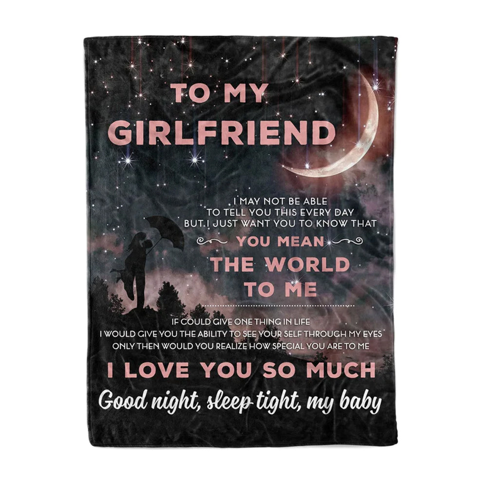 50" x 60" Family To My Girlfriend You Mean The World To Me - Flannel Blanket - Owls Matrix LTD