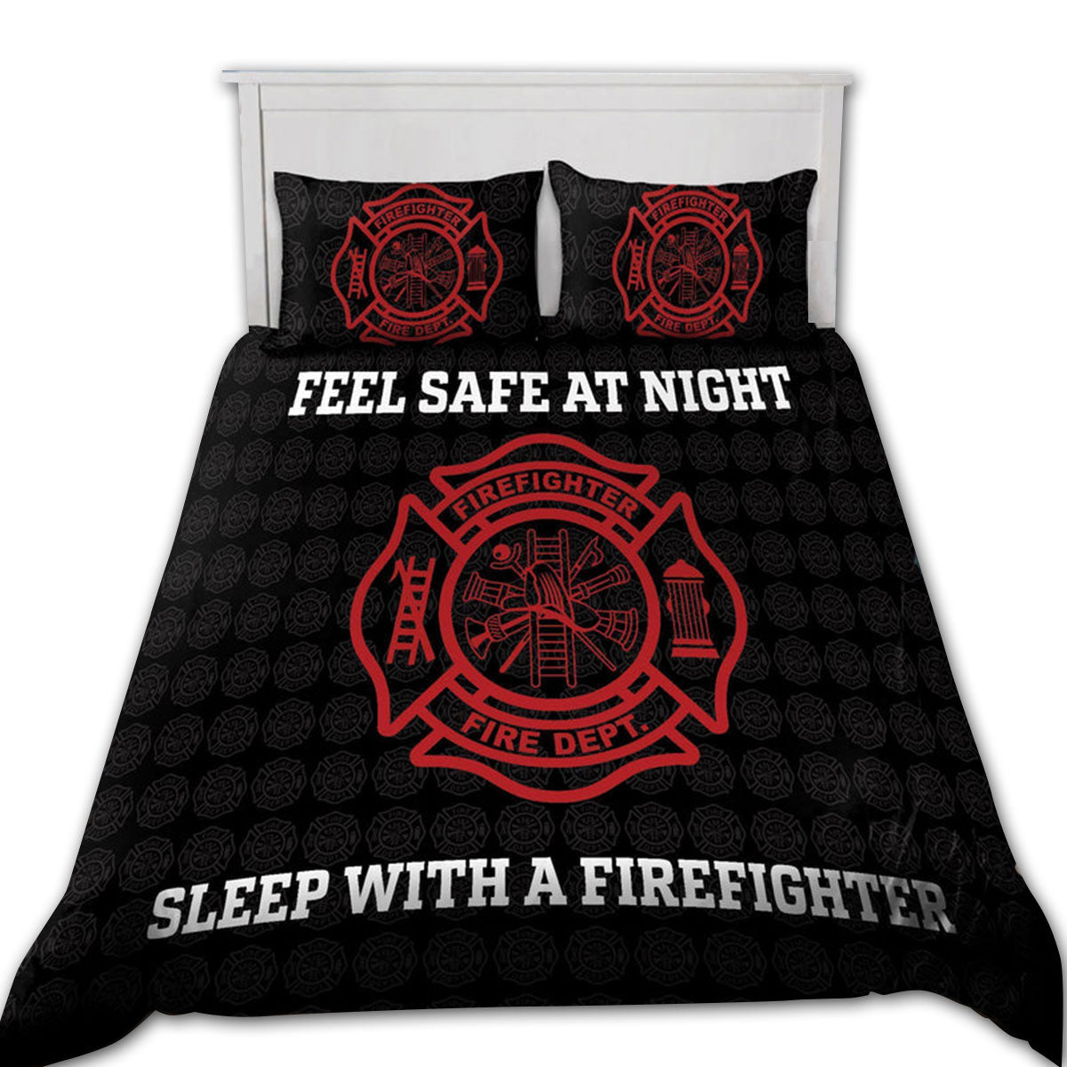 US / Twin (68" x 86") Firefighter Feeling Safe With Firefighter - Bedding Cover - Owls Matrix LTD