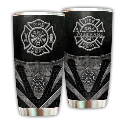 20OZ Firefighter Metal With Black And White Style – Tumbler - Owls Matrix LTD