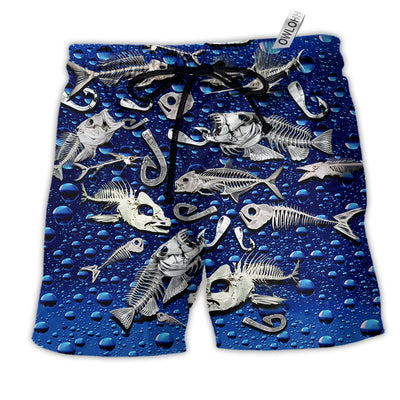 Beach Short / Adults / S Fishing Fishbone Style Blue Color - Beach Short - Owls Matrix LTD