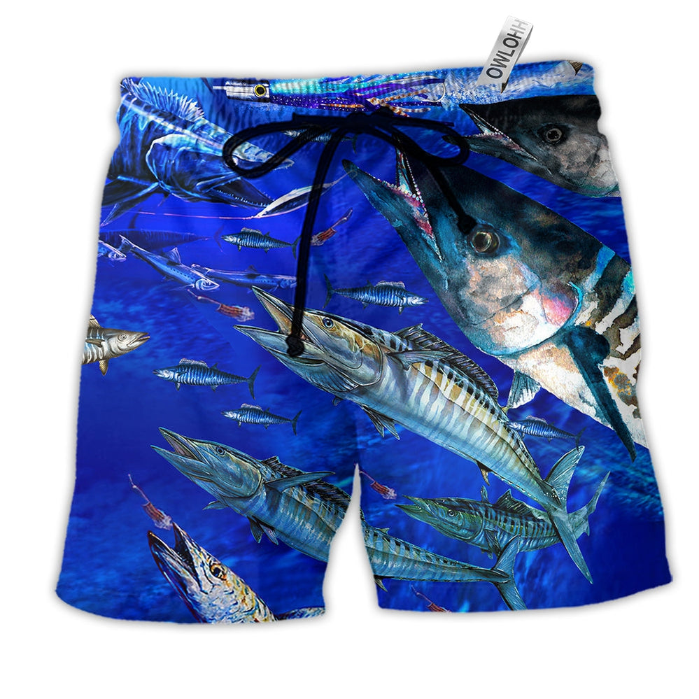 Beach Short / Adults / S Fishing Love Ocean Blue Cool - Beach Short - Owls Matrix LTD