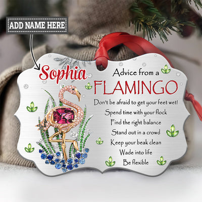 Pack 1 Flamingo Advice From A Flamingo Lover Personalized - Horizontal Ornament - Owls Matrix LTD