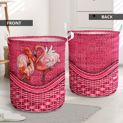 Flamingo Rattan Teaxture Lover - Laundry Basket - Owls Matrix LTD