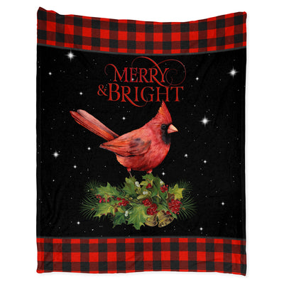 Flannel Blanket / 50" x 60" Cardinal Tartan Merry Christmas Merry And Bright - Flannel Blanket - Owls Matrix LTD