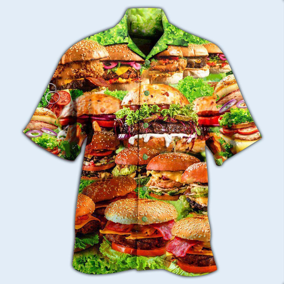 Food Good Mood Delicious Hamburger - Hawaiian Shirt - Owls Matrix LTD
