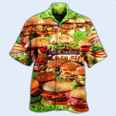 Food Good Mood Delicious Hamburger - Hawaiian Shirt - Owls Matrix LTD