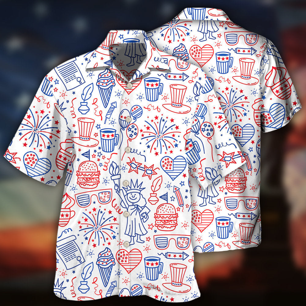 America Independence Day Fourth Of July Cool Art - Hawaiian Shirt - Owls Matrix LTD