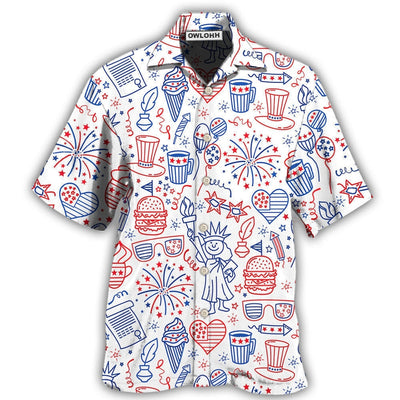 Hawaiian Shirt / Adults / S America Independence Day Fourth Of July Cool Art - Hawaiian Shirt - Owls Matrix LTD
