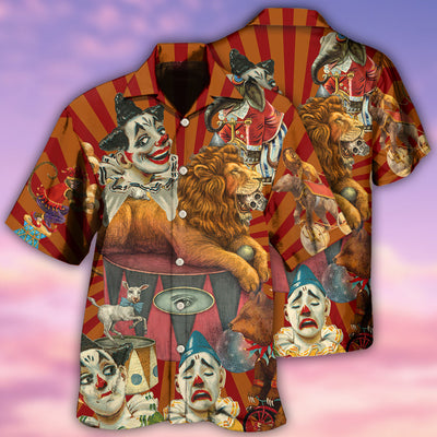 Clown Funny Happy Lion - Hawaiian Shirt - Owls Matrix LTD